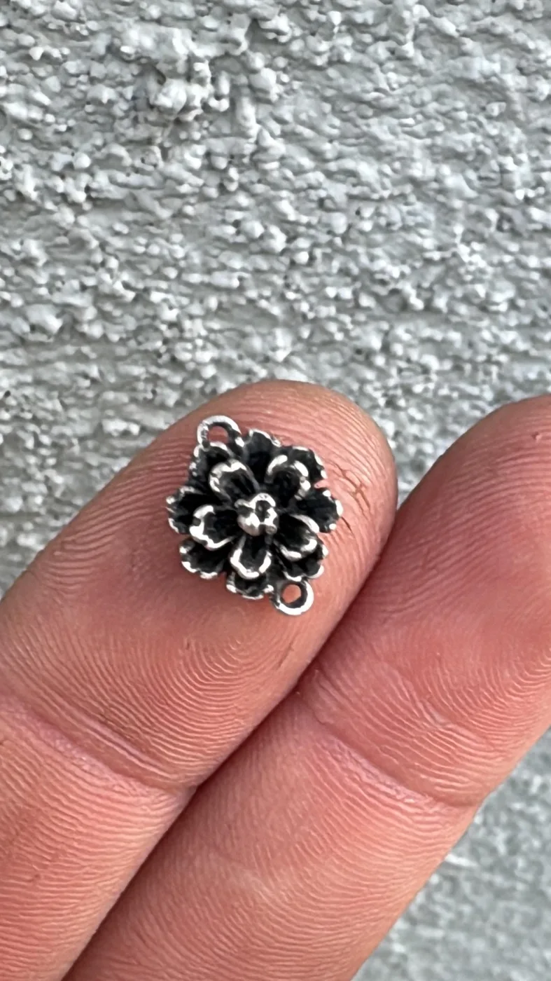 Flower Connector. Sterling Silver
