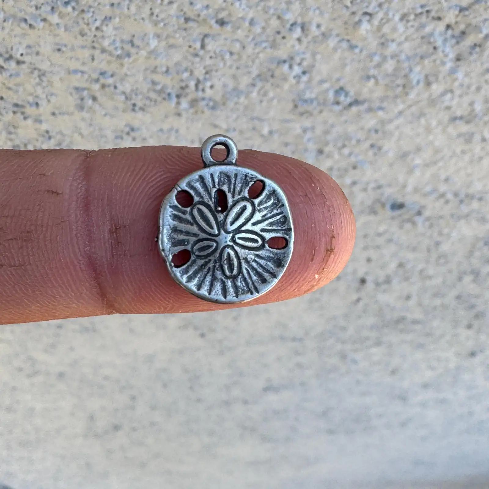 Sand Dollar Charm. Sterling Silver