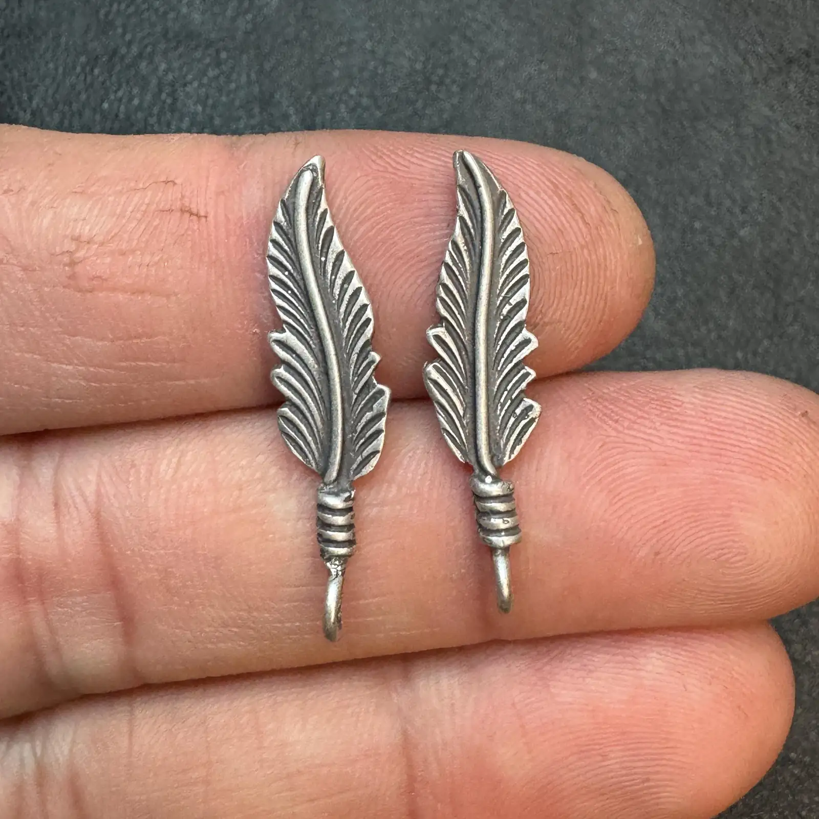Feather 03 Charm (set). Sterling Silver