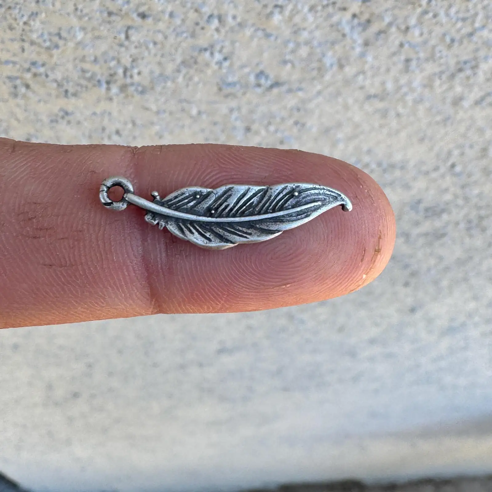 Feather Charm. Sterling Silver