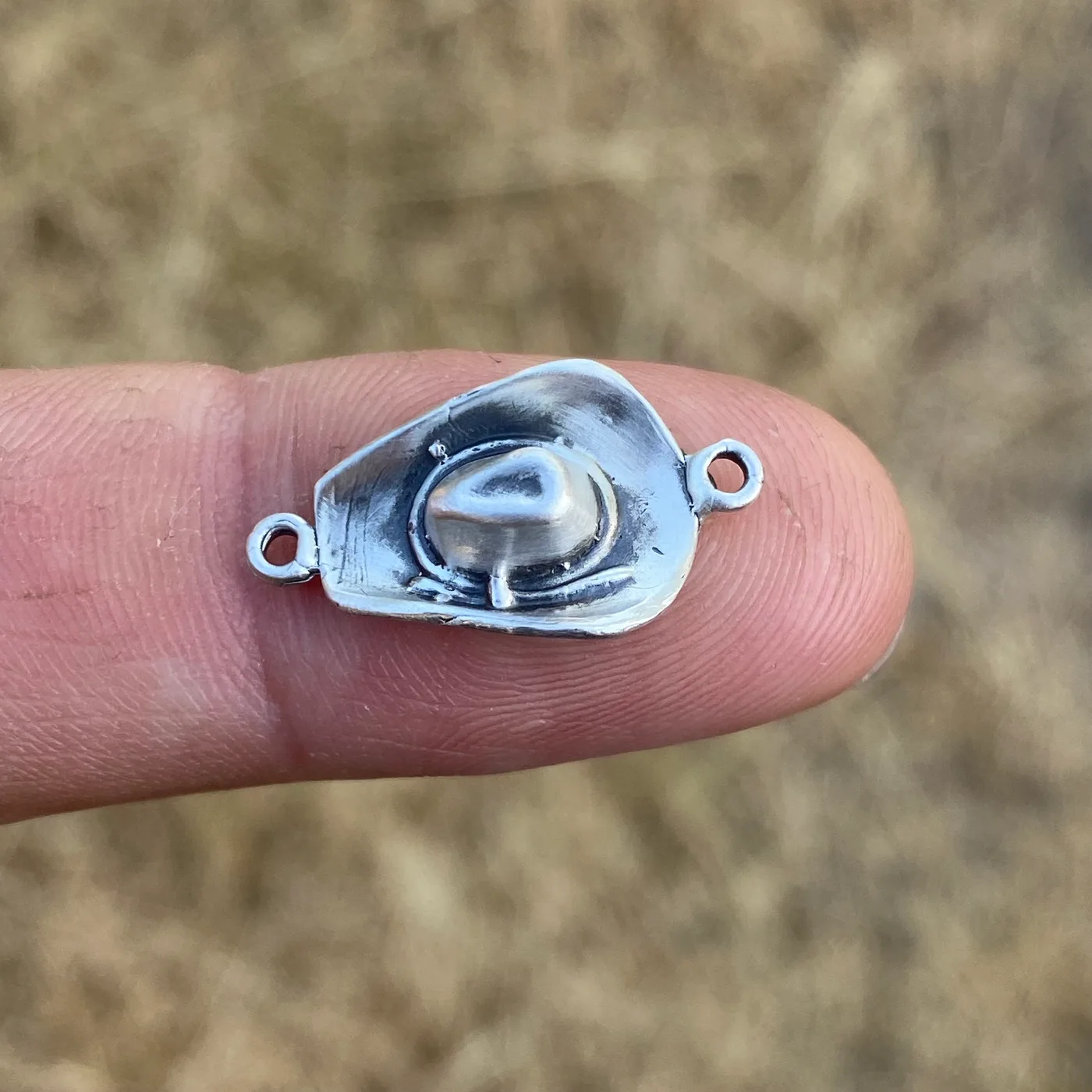Cowboy Cowgirl Hat Connector. Sterling Silver