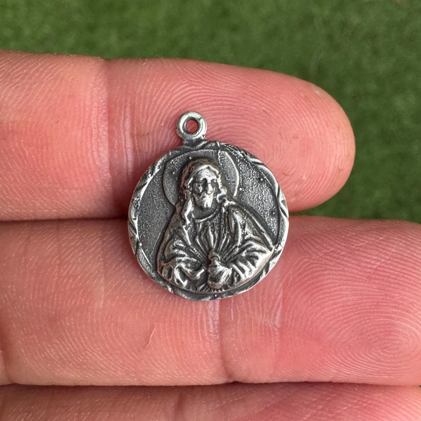Christian medal. Mother Mary. Jesus Christ. Sterling Silver