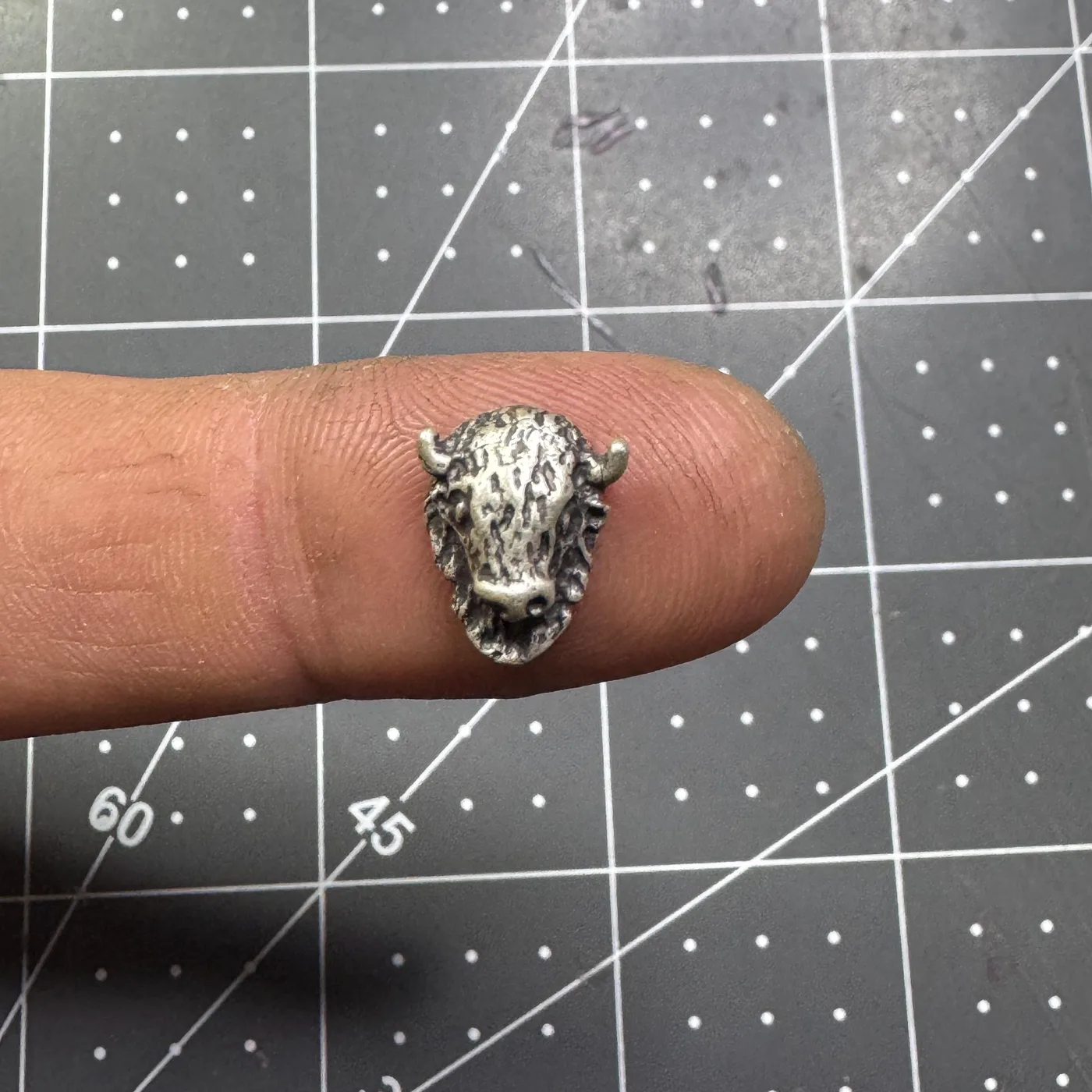 Buffalo Head Casting. Sterling Silver
