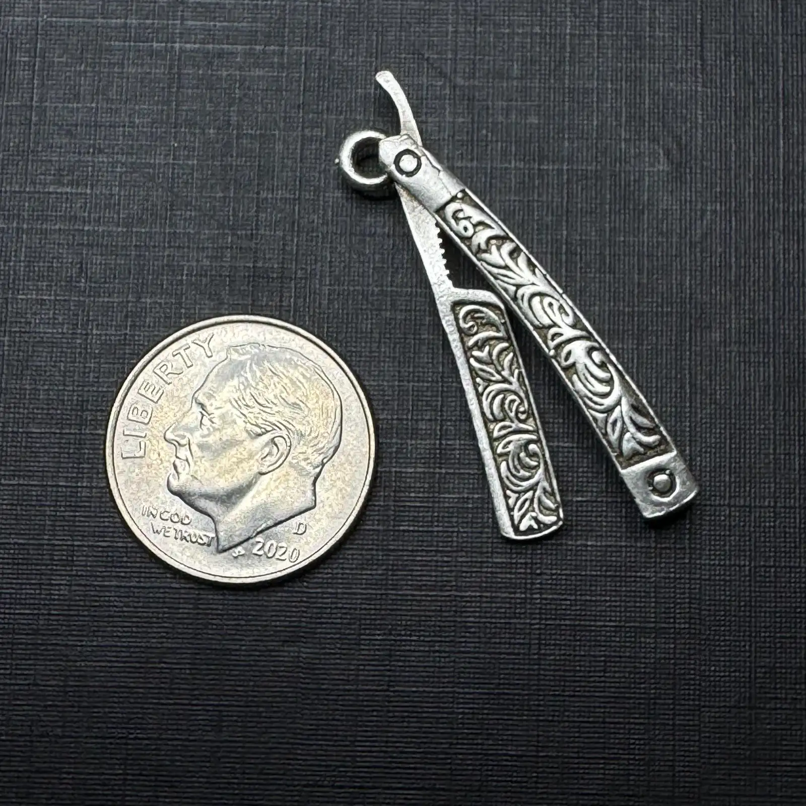 Shaving Knife Charm. Sterling Silver