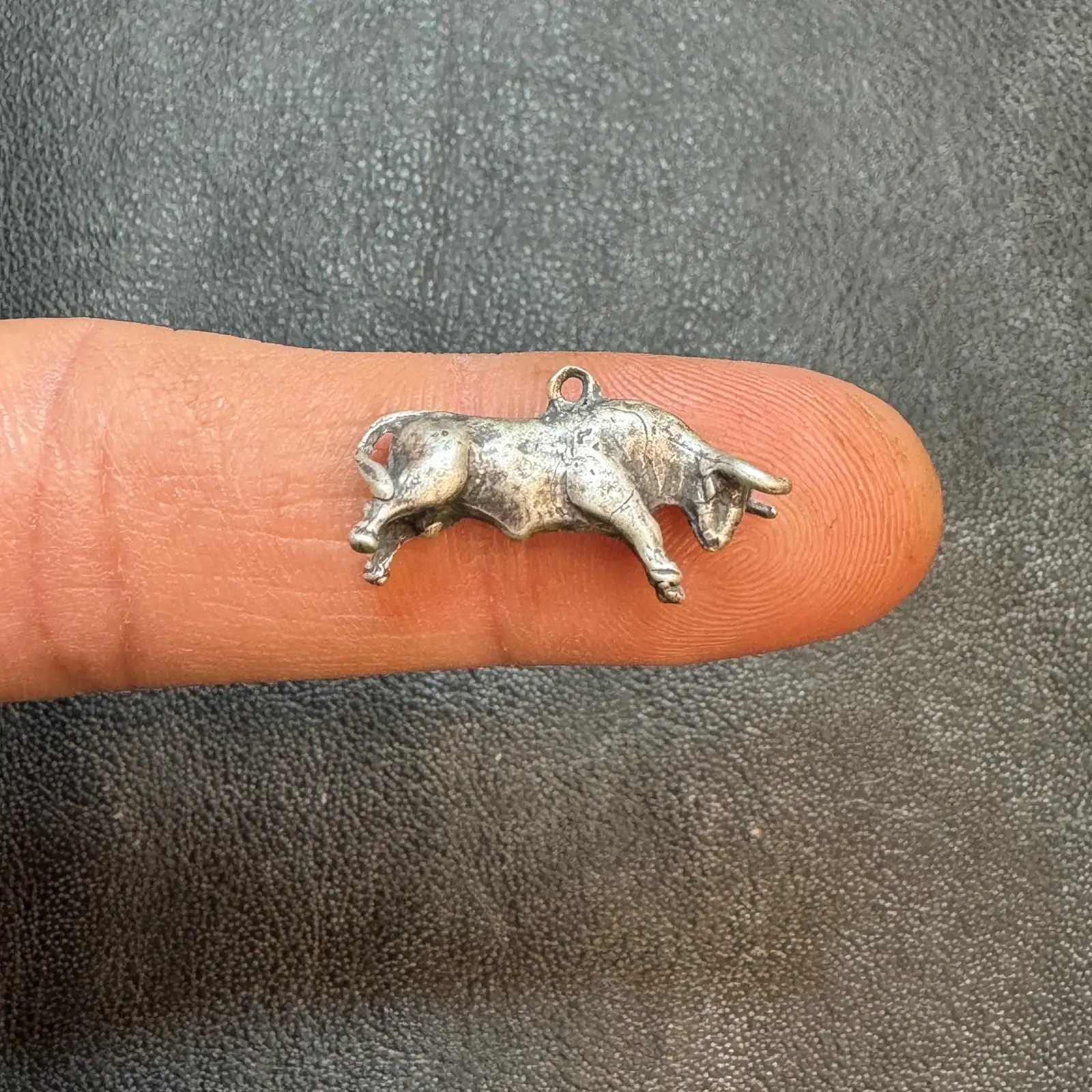 Bull Charm. Sterling Silver